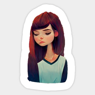 Sad cute girl Sticker